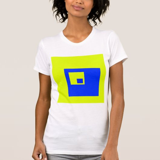 Gele en blauwe vierkanten t-shirt (Voorkant)
