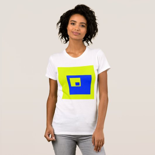 Gele en blauwe vierkanten t-shirt (Voorkant volledig)
