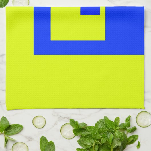 Gele en blauwe vierkanten theedoek (Gevouwen)