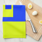 Gele en blauwe vierkanten theedoek (Quarter Fold)