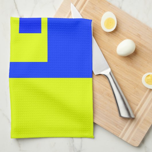 Gele en blauwe vierkanten theedoek (Quarter Fold)