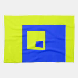 Gele en blauwe vierkanten theedoek