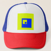 Gele en blauwe vierkanten trucker pet (Voorkant)