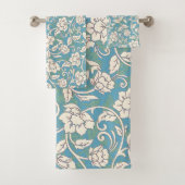 Gele en blauwe wervelende bloemen bad handdoek (Insitu)