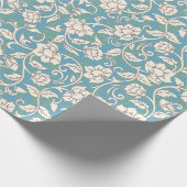 Gele en blauwe wervelende bloemen cadeaupapier (Hoek)