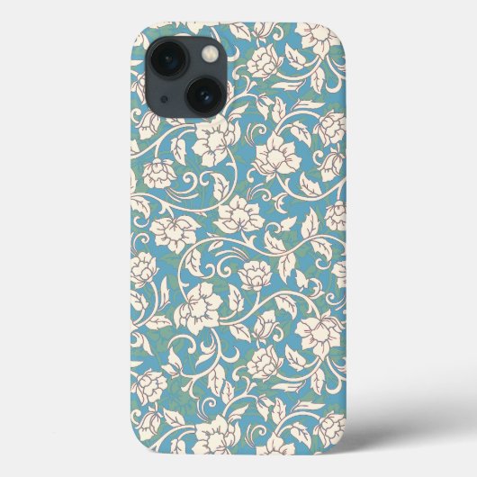 Gele en blauwe wervelende bloemen Case-Mate iPhone case (Achterkant)