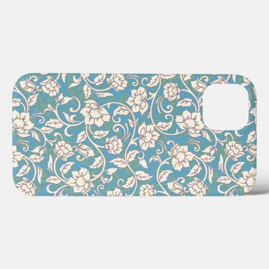 Gele en blauwe wervelende bloemen Case-Mate iPhone case (Achterkant (horizontaal))