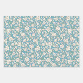 Gele en blauwe wervelende bloemen inpakpapier vel (Voorkant 3)