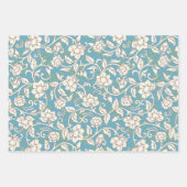 Gele en blauwe wervelende bloemen inpakpapier vel (Voorkant 2)