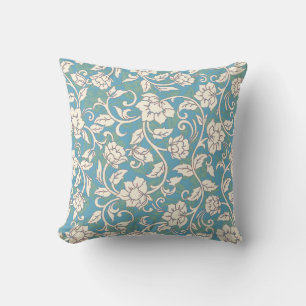 Gele en blauwe wervelende bloemen kussen