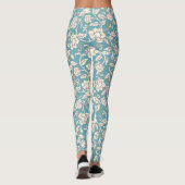 Gele en blauwe wervelende bloemen leggings (Achterkant)