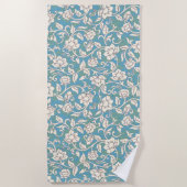 Gele en blauwe wervelende bloemen strandlaken (Voorkant)