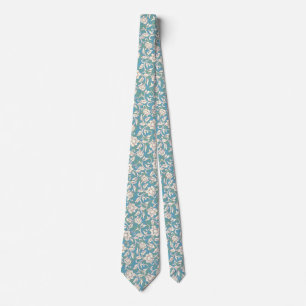 Gele en blauwe wervelende bloemen stropdas