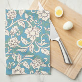 Gele en blauwe wervelende bloemen theedoek (Quarter Fold)