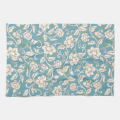 Gele en blauwe wervelende bloemen theedoek (Horizontaal)