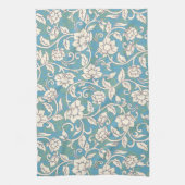 Gele en blauwe wervelende bloemen theedoek (Verticaal)