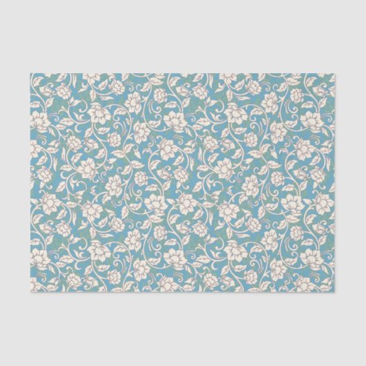 Gele en blauwe wervelende bloemen tissuepapier (Voorkant)