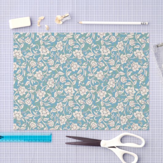Gele en blauwe wervelende bloemen tissuepapier (Craft)