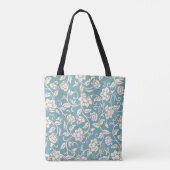 Gele en blauwe wervelende bloemen tote bag (Achterkant)