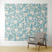 Gele en blauwe wervelende bloemen wandkleed (In Situ (horizontaal))