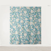 Gele en blauwe wervelende bloemen wandkleed (Voorkant)