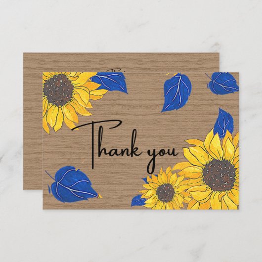 Gele en blauwe zonnebloem Hartelijk dank Bedankkaart (Voorkant / Achterkant)