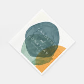 Gele en Blauwgroen Abstracte Waterverf Aangepaste Servet (Hoek)