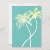 Gele en Blauwgroen Blauwe Palm Tree Huwelijksuitno Kaart (Achterkant)