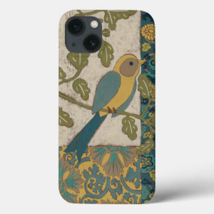 Gele en Blauwgroen Blauwe Vogel die op een Tak wor iPhone 13 Hoesje