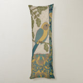 Gele en Blauwgroen Blauwe Vogel die op een Tak wor Lichaamskussen (Achterkant (Verticaal))