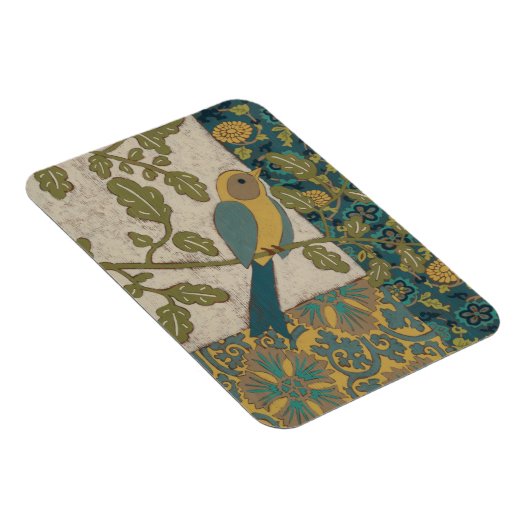 Gele en Blauwgroen Blauwe Vogel die op een Tak wor Magneet (Rechterzijde)