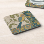 Gele en Blauwgroen Blauwe Vogel die op een Tak wor Onderzetter (Linkerzijde)