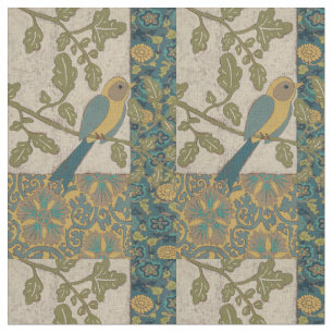 Gele en Blauwgroen Blauwe Vogel die op een Tak wor Stof