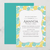 Gele en Blauwgroen Floral Bridal Shower Kaart (Voorkant / Achterkant)