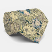 Gele en Blauwgroen Floral Print Stropdas (Opgerold)