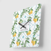 Gele en Blauwgroen Lemons Kitchen Wall klok (Hoek)