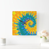 Gele en Blauwgroen spiraalkleurige kleurstofklok Vierkante Klok (Huis)