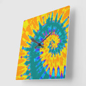 Gele en Blauwgroen spiraalkleurige kleurstofklok Vierkante Klok (Hoek)