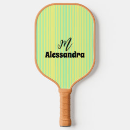 Gele en blauwgroen strepen, gepersonaliseerde pick pickleball paddle