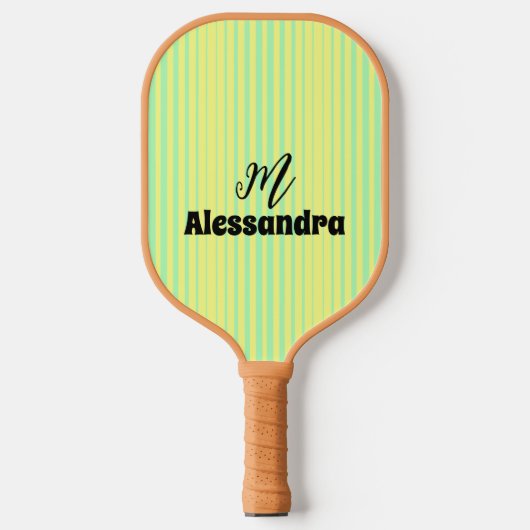Gele en blauwgroen strepen, gepersonaliseerde pick pickleball paddle (Voorkant)