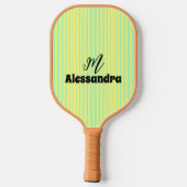 Gele en blauwgroen strepen, gepersonaliseerde pick pickleball paddle (Achterkant)