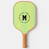 Gele en blauwgroen strepen op maat pickleball paddle (Voorkant)