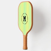 Gele en blauwgroen strepen op maat pickleball paddle (Links)