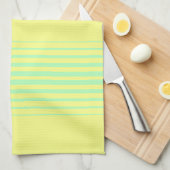 Gele en blauwgroen strepen theedoek (Quarter Fold)