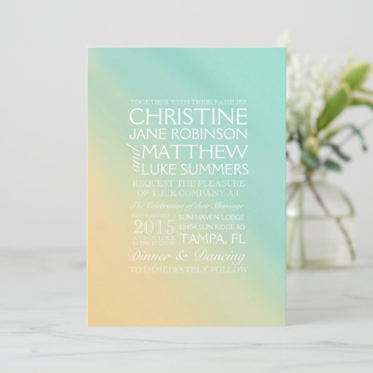 Gele en Blauwgroen uitnodiging voor weddenschappen (Staand voorkant)