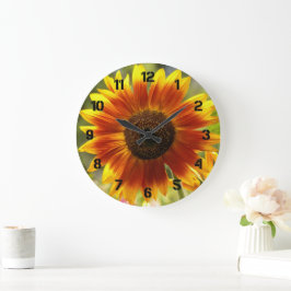 Gele en bronzen zonnebloem bloemstuk grote klok