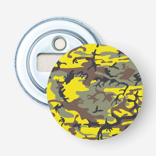 Gele en bruine camouflage, leger, leger button flesopener (Voorkant)