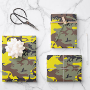 Gele en bruine camouflage, leger, leger inpakpapier vel