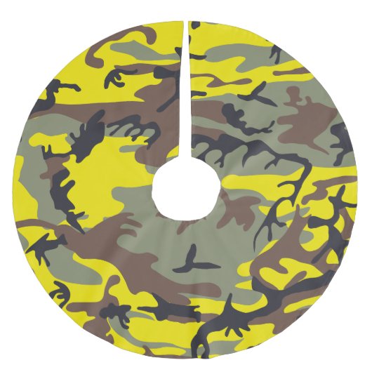 Gele en bruine camouflage, leger, leger kerstboom rok (Voorkant)