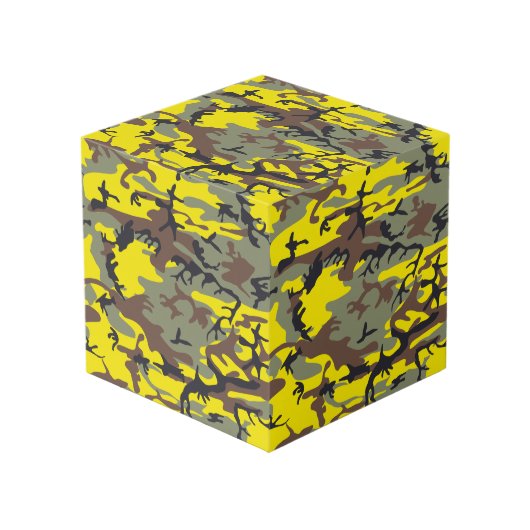 Gele en bruine camouflage, leger, leger kubus (Voorkant hoekig)